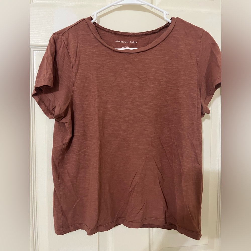 American Eagle Outfitters Brown Crew Neck Short Sleeve T-Shirt